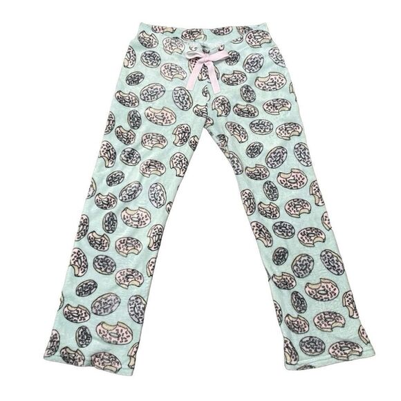 Aqua And Pink Comfy Soft Pajama Pants With Donuts Size Medium - Picture 1 of 7